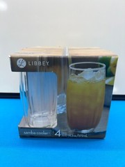 Libbey Samba Ridged Vertical Cooler Clear Drinking Glasses 19.3oz. oz Set Of 4