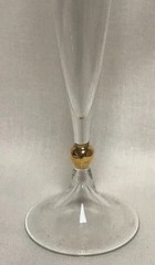 Vtg Crystal Remembrance Champagne Flutes 24K Gold Trim Set of 2 -11.25” Tall
