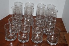 16 NOS Vtg LIBBEY Crisa Thumbprint Impressions Dimple Glasses (8) Each 6″ & 4″