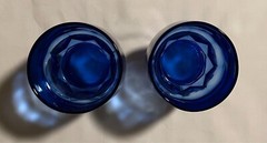 Vintage Viking Georgian Blue Honeycomb Juice/Whiskey Glasses, set of 2