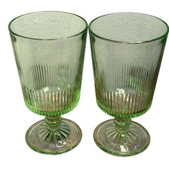 Martha Stewart Green Starburst Ice Tea Beverage Water Glass Goblet Stemmed (2)