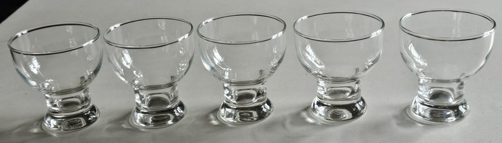 MCM Cocktail Desert Glasses Footed Clear Set Of 5 Vintage Nice