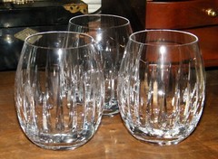Rare Set (3) MILLER ROGASKA CRYSTAL «SOHO» FLAT WINE TUMBLERS Clear~Seamless~EX!