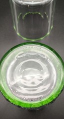 Two (2) Bormioli Green Rim/Clear Body 14-Panel Lowball Whiskey Glasses. Unique.