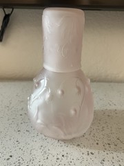 Vintage Pink Frosted Glass Bedside Water set Lilly Valley Read