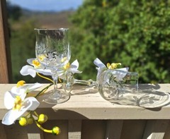 Etched Star Pinwheel Cut Crystal Liszt Water Goblets by Kristal Zajecar Set of 2