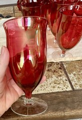 Set Of 8!West Virginia Glass Specialty Rose Lustre Stem 6”Footed Iced Tea Tumble