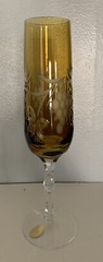 Vintage Cut To Clear Bohemian Amber Color Flute Champagne Made In Germany