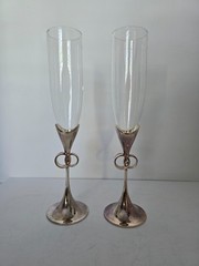 NAMBE Forever Silver Rings Champagne Flute Glasses / Steve Cozzolino For Wedding