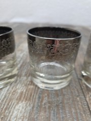 4 Pc Mid-Century Modern Queen’s Lusterware Silver Fade Lowball Glass Set