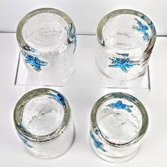 Handcrafted Bubble Glass Drinking Tumbler Embedded Star Charms [Set of 4] 12 oz