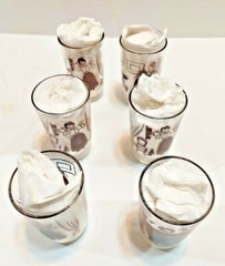 Vintage Swanky Swing Juice Glasses Bustling Betsy 3 3/4 High Brown Imprint