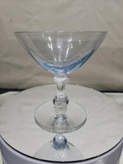 (1) Low Sherbet Glass champagne Tiffin Crystal stem 17574 (non-optic) Azure Blue