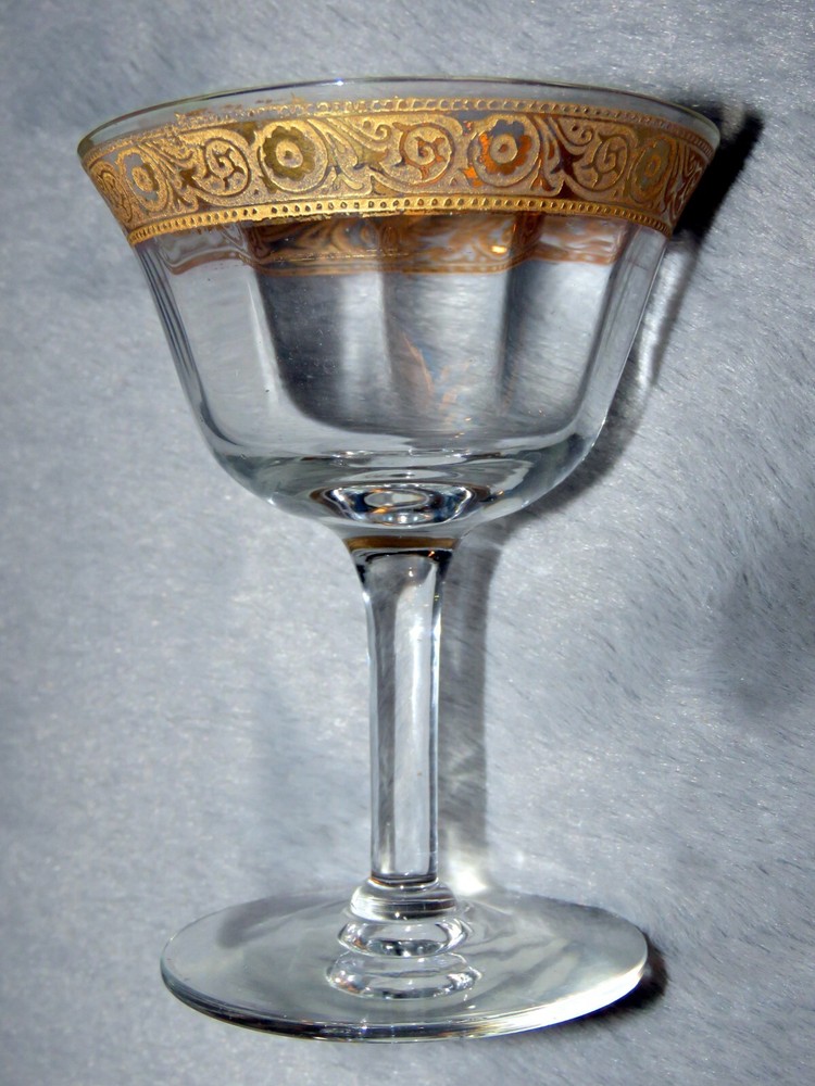 Tiffin-Franciscan Minton Clear Gold Encrusted Optic Wine Champagne Glass 3.75″