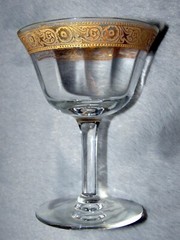 Tiffin-Franciscan Minton Clear Gold Encrusted Optic Wine Champagne Glass 3.75″