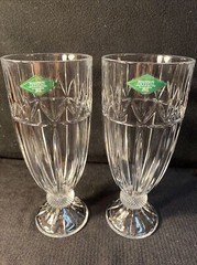 SHANNON CRYSTAL GLASSES 2-SLOVAKIA ELOQUENT 8”TALL 15OZ Ireland 24%L Godinger