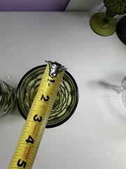 Set of 2 Vintage Imperial Glass Provincial Green Thumbprint Juice Tumblers 6In.