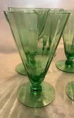 Vintage Tiffin Franciscan 14196 Green Uranium Optic Stemware Wine Glasses Setof6