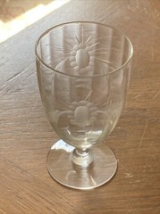 Vtg Scottish Thistle Etched Crystal Thistle Brandy Snifter Glass