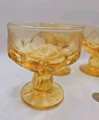 VTG 4 Tiffin Franciscan Cornsilk Yellow Goblet Champagne/Sherbet Glasses