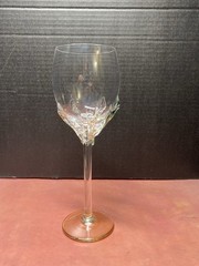 Vintage Ion Tamaian Wine Glass Romanian Art Glass 10-1/4″ Amber Bases Signed