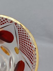 Czech Bohemian Ruby & Amber Flashed & Cut Crystal Art Deco Spa / Tumbler Glass