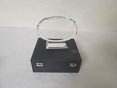 OPTICAL CRYSTAL OVAL AWARD PLAQUE 5″ H WITH CASE