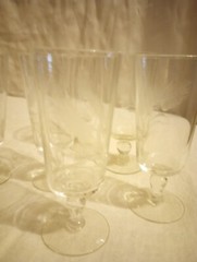 11 Pieces Antique Clear Etched Glassware