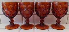 Vintage Amber Imperial Provincial Heisey Whirlpool Pattern Goblet Glass Set Of 4