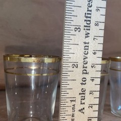 4 Federal Glass Shot Glasses Gold Bands Mid Century Modern MCM
