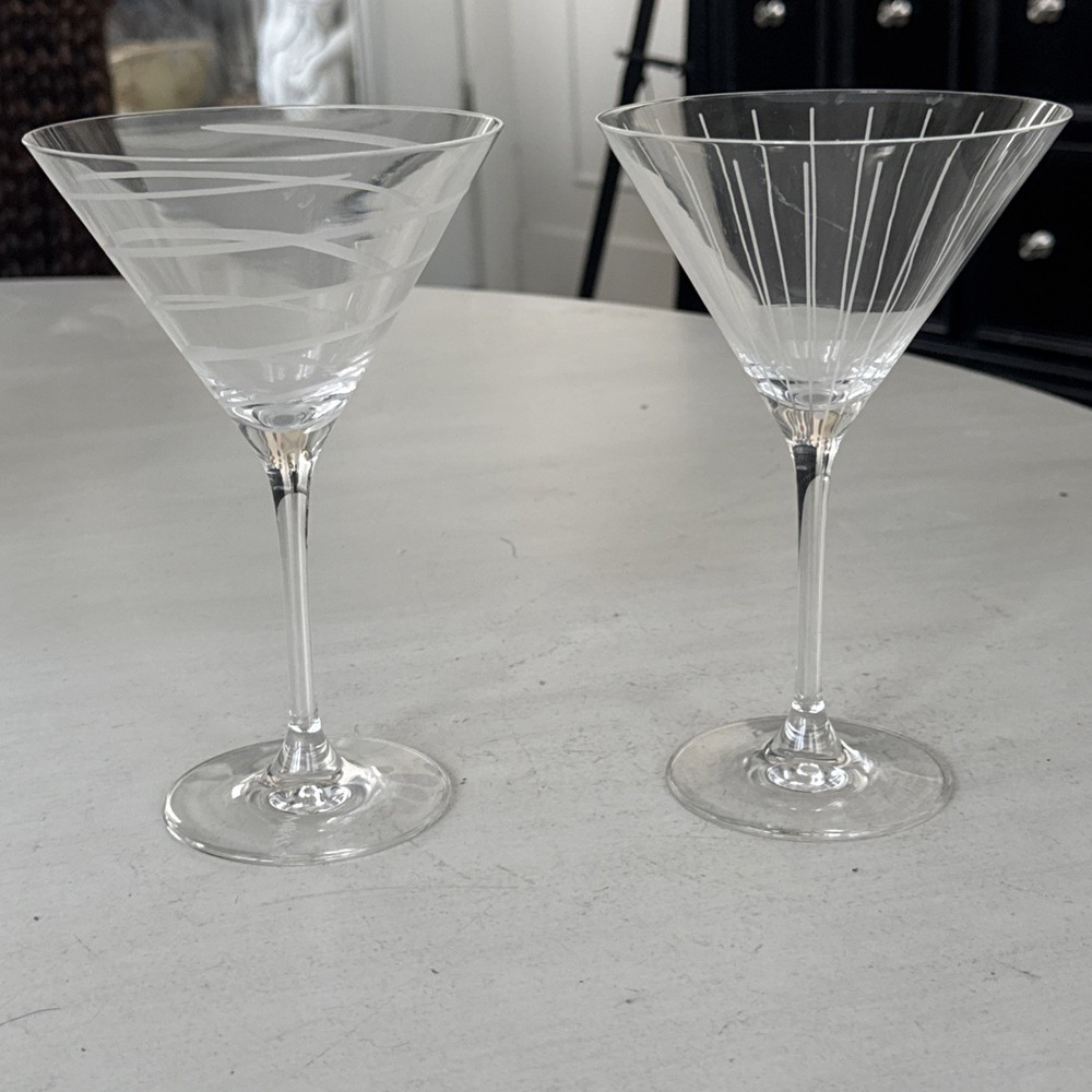 Pair Of Designs ~ Mikasa «CHEERS» Martini Glasses ~ 7 1/4″ Tall
