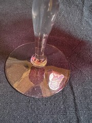 1950s West Virginia Glass Red Rose Lustre Cranberry Optic Wine Glasses Set Of 2