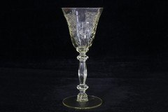 CAMBRIDGE GLASS # 3130 STEM ALL GOLD KRYSTOL APPLE BLOSSOM ETCH CORDIAL 1 OZ.