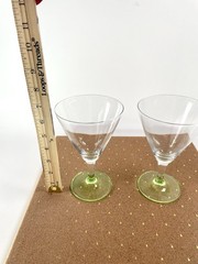 Vintage Martini Cocktail Glasses-Elegant Set of 2 Lime Green Foot 7in Tall