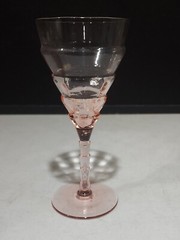 1- RARE Central Glass Works 7.5″ MODERNE Pink Water Wine Goblet Stem