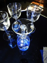 Vtg 4 Etched Crystal Cordial Glasses Art Deco European 4.25″ H