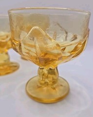 VTG 4 Tiffin Franciscan Cornsilk Yellow Goblet Champagne/Sherbet Glasses