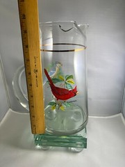 Vintage Song Birds Tumblers Lemonade Pitcher Tumbler Set West Virginia Glass MCM