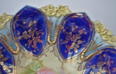 RS Prussia Heavy Cobalt Gold Roses Mold 90 Bowl