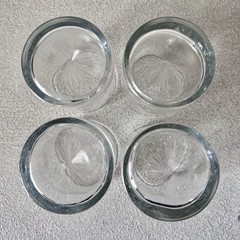 4 Libbey Crisa Impressions Double Old Fashioned Pinched Side Thumbprint Glasses