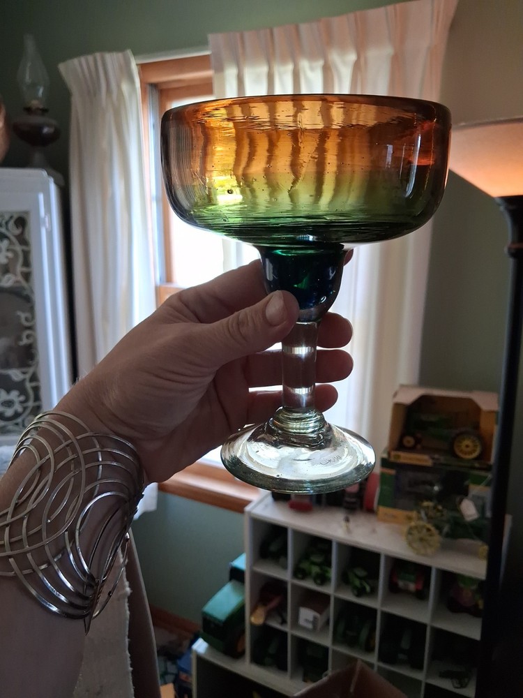 Beautiful Hand Blown Art Glass Signed by Artist Margrarita Glass Barware