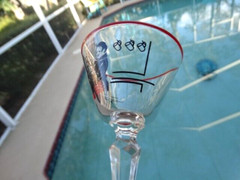 Libbey Clear Glass Red Rim Pickwick (3001) Liquor Cocktail/Martini Glass EUC