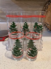 Waechtersbach Germany Set Of Five 15 Oz. Coolers Christmas Tree Glasses Holiday