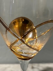 Fostoria Galleria Crystal Wine Glass — Gold And Gold Strands