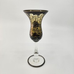 Vintage Venice scene cordial glass, smoked gray MCM