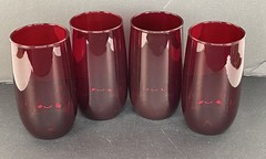 VTG Anchor Hocking Royal Ruby Red Tumblers Set of 4 12oz Glasses 5″ Tall MCM