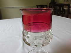 Set of 6 Vintage 1950s Colony Glass RUBY CROWN Thumbprint Water Goblets 5 3/4″