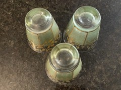 (3) Culver Rocks Tumbler Glasses~Leaves~ 22-Karat Gold~Frosted Green~VINTAGE