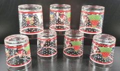7 Epoch Holiday Joy Double Old Fashioned Set Vintage Christmas Drink Glasses Lot