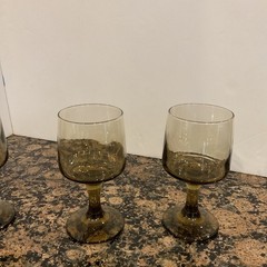 Vintage Tawny Accents Wine Goblets By Libbey Glass Smokey Brown Set of 4